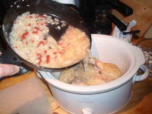 Adding Broth to Chicken in Slow Cooker