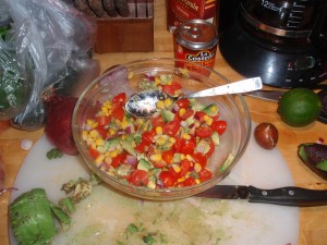 Tomato, Corn, Cilantro, Red Onion and Avocado Salso