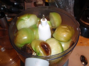 Add Tomatillos to Food Processor and Blend with other Ingredients