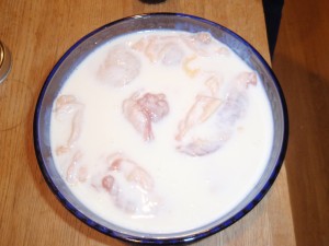 Chicken Soaking in Buttermilk