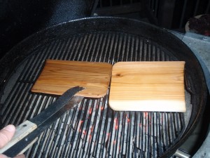 Prepping the Cedar Plank