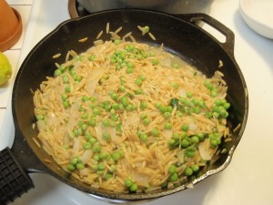 Stir in Peas, Mint, Lemon Juice and Zest