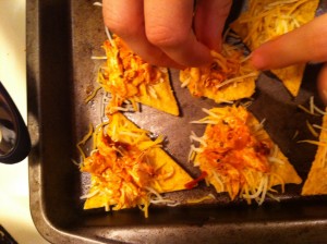 Adding Chipotle Chicken to Individual Chips