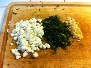 Goat cheese, basil and garlic