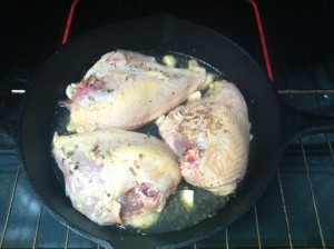 Chicken, Lemon Juice and Seasoning ready to bake.