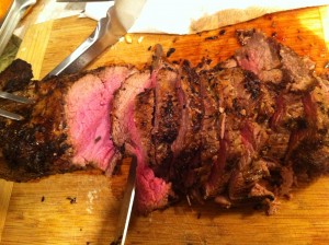 Carving the beef tenderloin